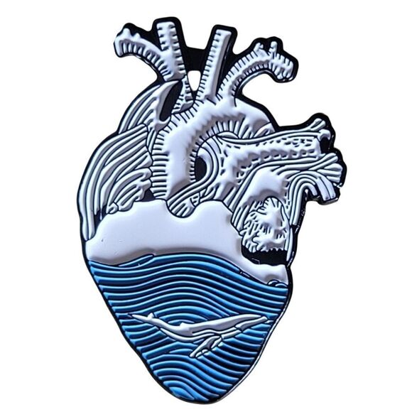 Humpback Whale In The Ocean of My Heart Enamel Pin - Picture 2 of 8